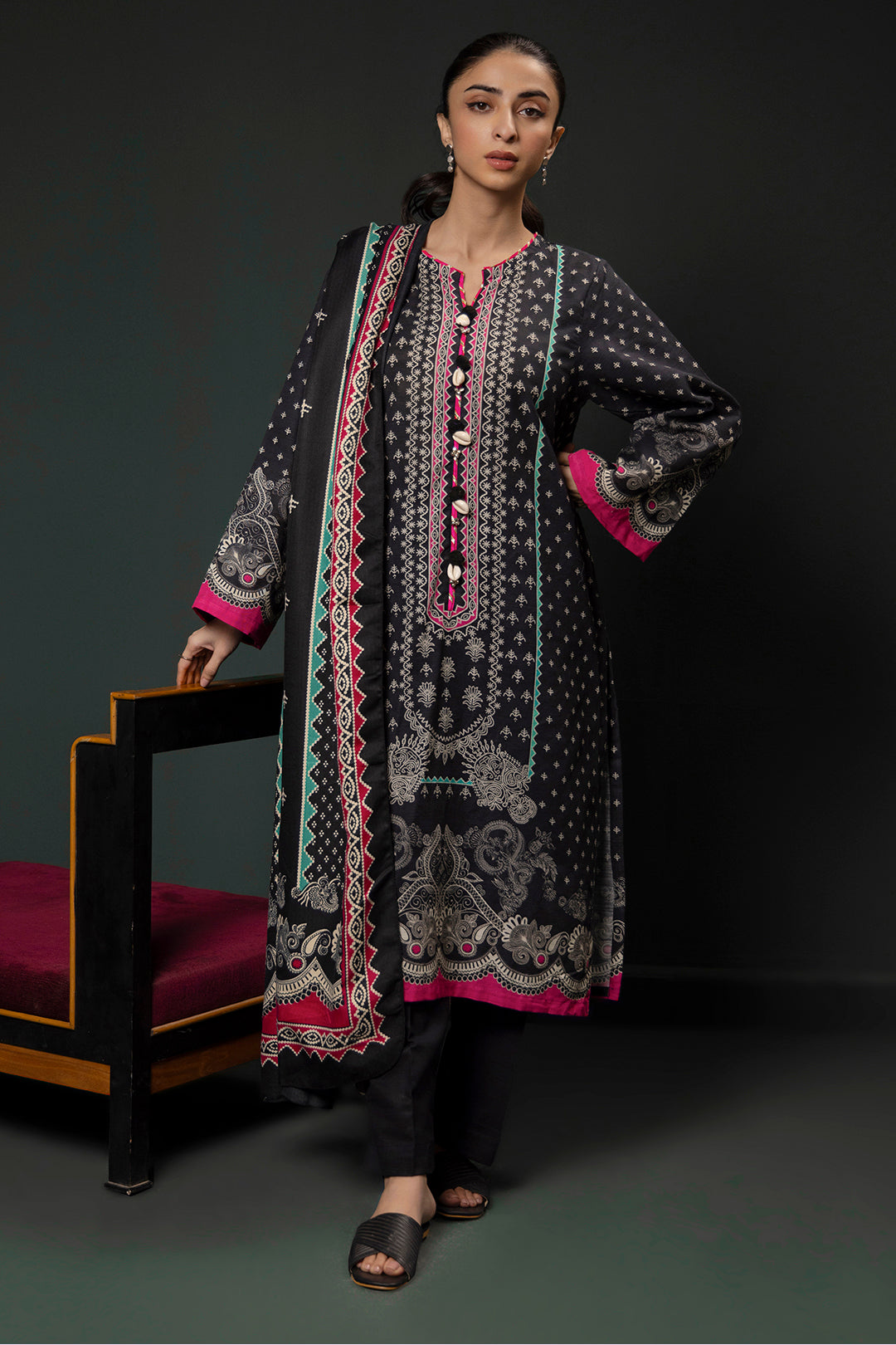 Zellbury | Winter Pret | Kurta Shawl Trouser - 3008 - House Of Zarish