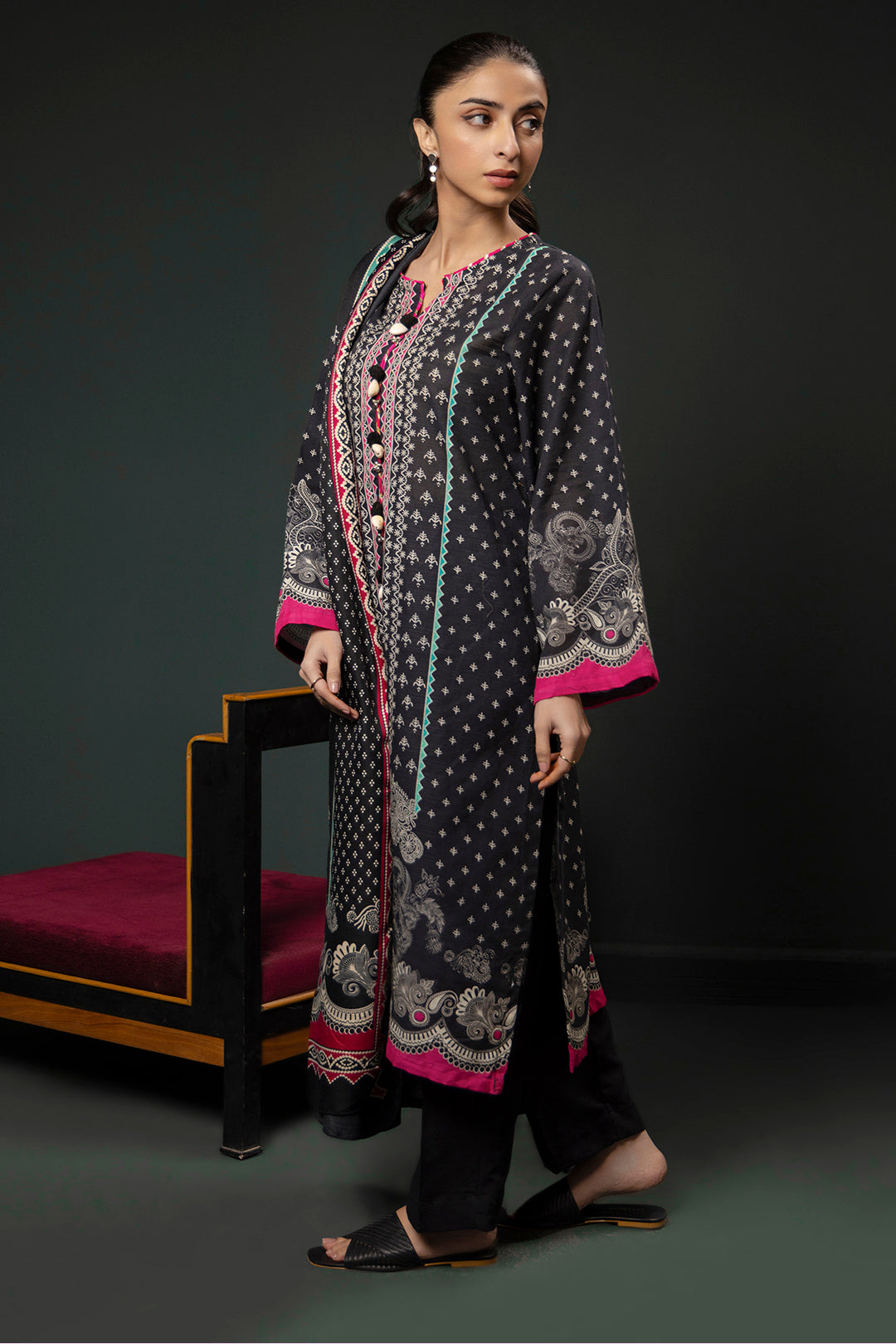 Zellbury | Winter Pret | Kurta Shawl Trouser - 3008 - Libasekhas