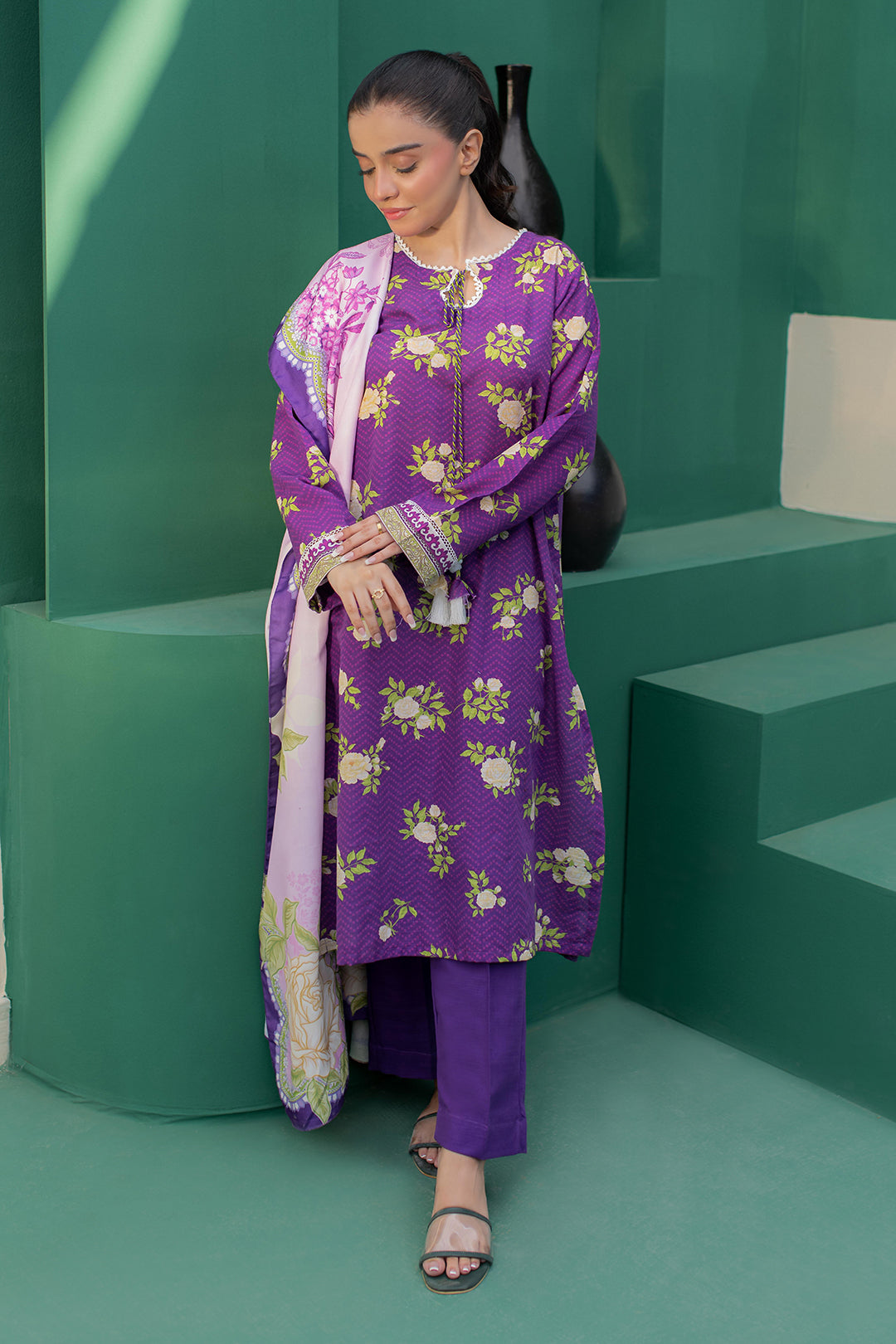 Zellbury | Winter Pret | Kurta Shawl Trouser - 3010 - House Of Zarish