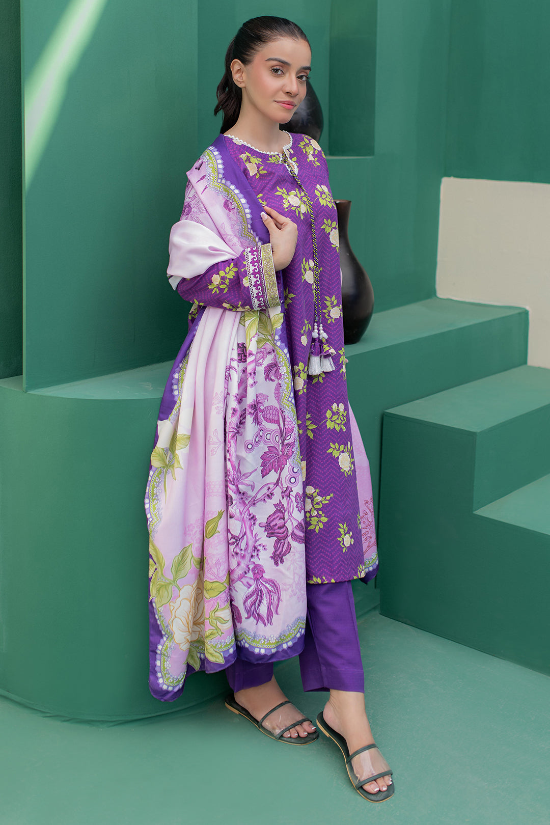 Zellbury | Winter Pret | Kurta Shawl Trouser - 3010 - House Of Zarish