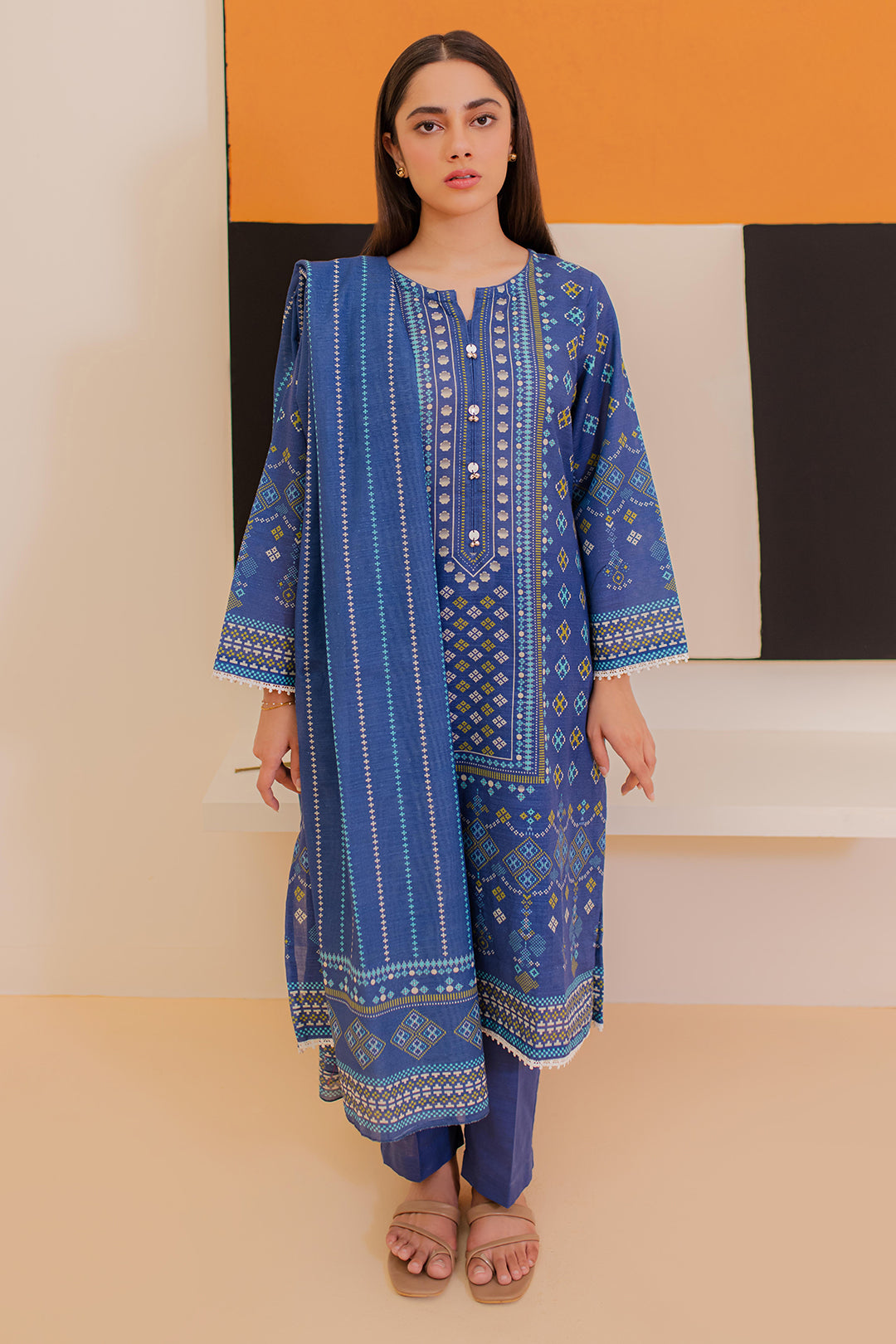 Zellbury | Winter Pret | Kurta Dupatta Trouser - 3039 - Libasekhas