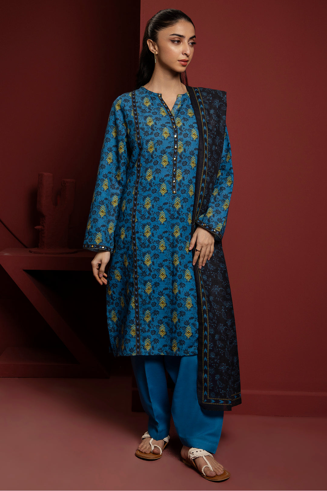 Zellbury | Winter Pret | Kurta Dupatta Trouser - 3115 - House Of Zarish
