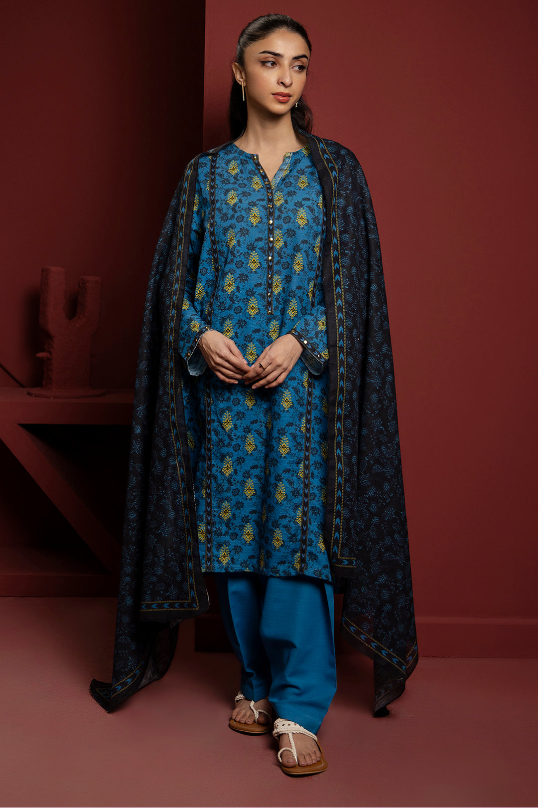 Zellbury | Winter Pret | Kurta Dupatta Trouser - 3115 - House Of Zarish