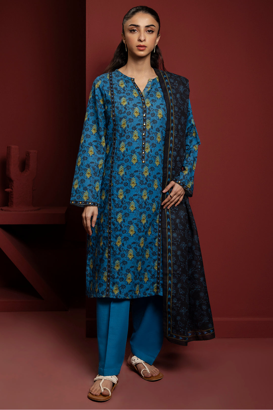 Zellbury | Winter Pret | Kurta Dupatta Trouser - 3115 - House Of Zarish