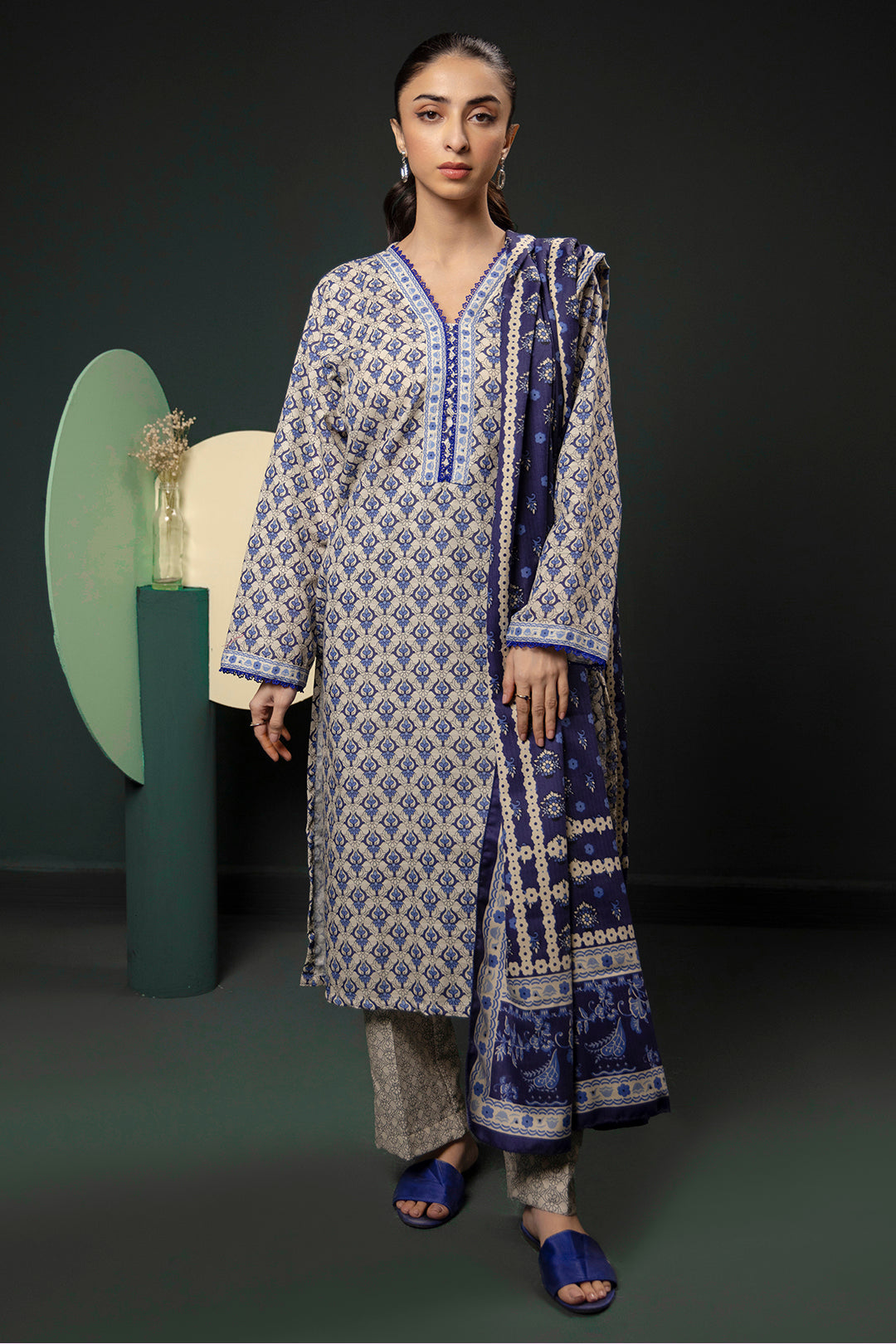 Zellbury | Winter Pret | Kurta Shawl Trouser - 3153 - House Of Zarish