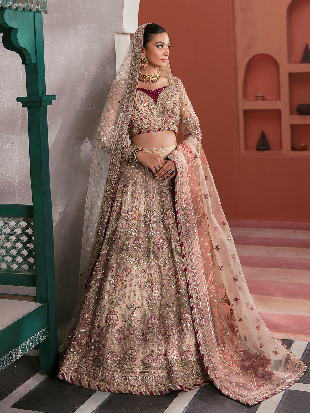 Gulaal | Wedding Formals | ANSHAH GL-WS-22V1-28 (IVORY WHITE LEHNGA CHOLI) - House Of Anaya