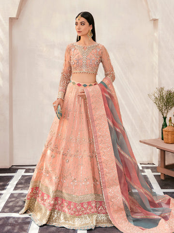 Gulaal | Wedding Formals | AFREEN GL-WS-22V1-29 (PEACH LEHNGA CHOLI) - House Of Anaya