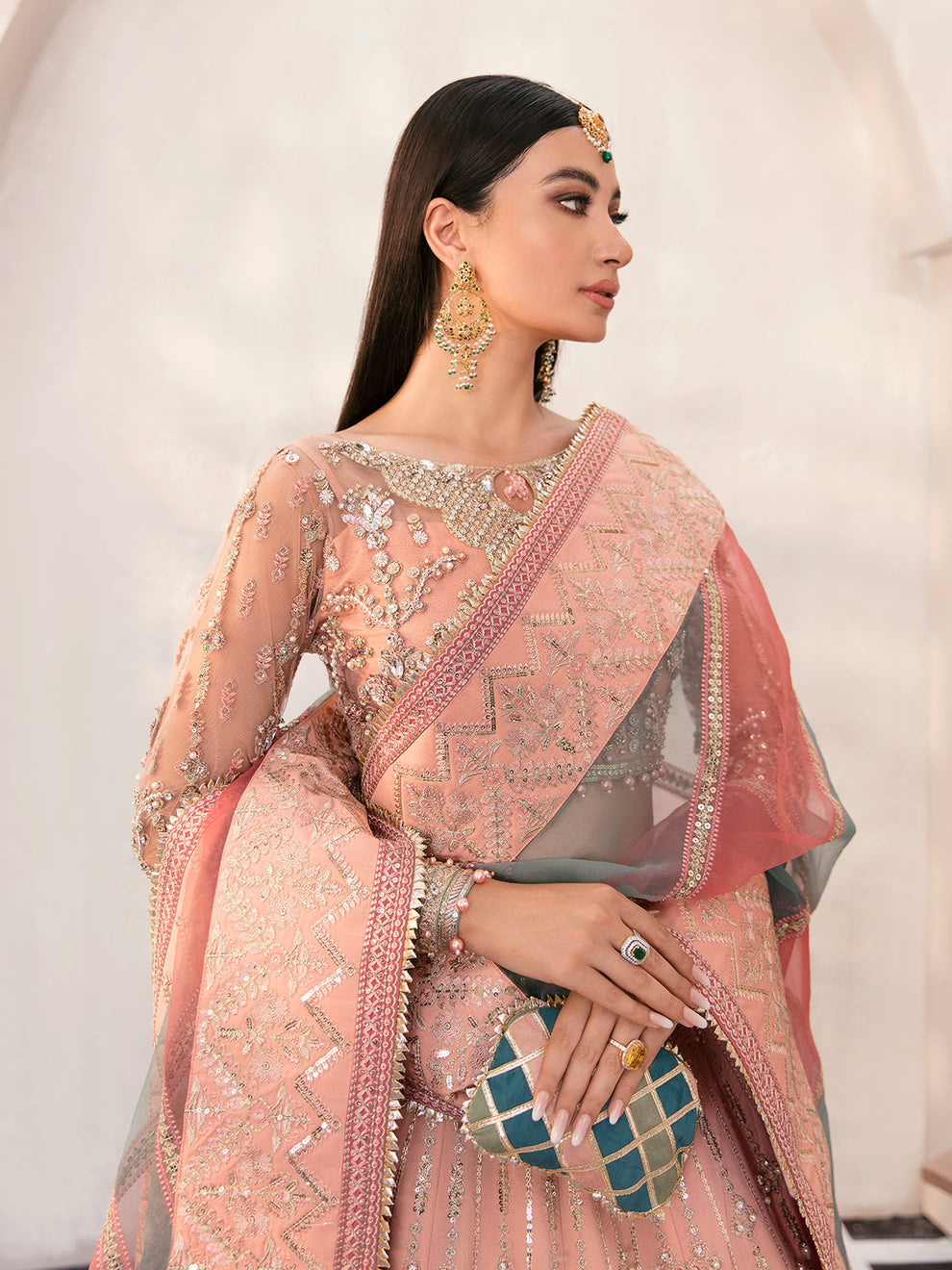 Gulaal | Wedding Formals | AFREEN GL-WS-22V1-29 (PEACH LEHNGA CHOLI) - House Of Anaya