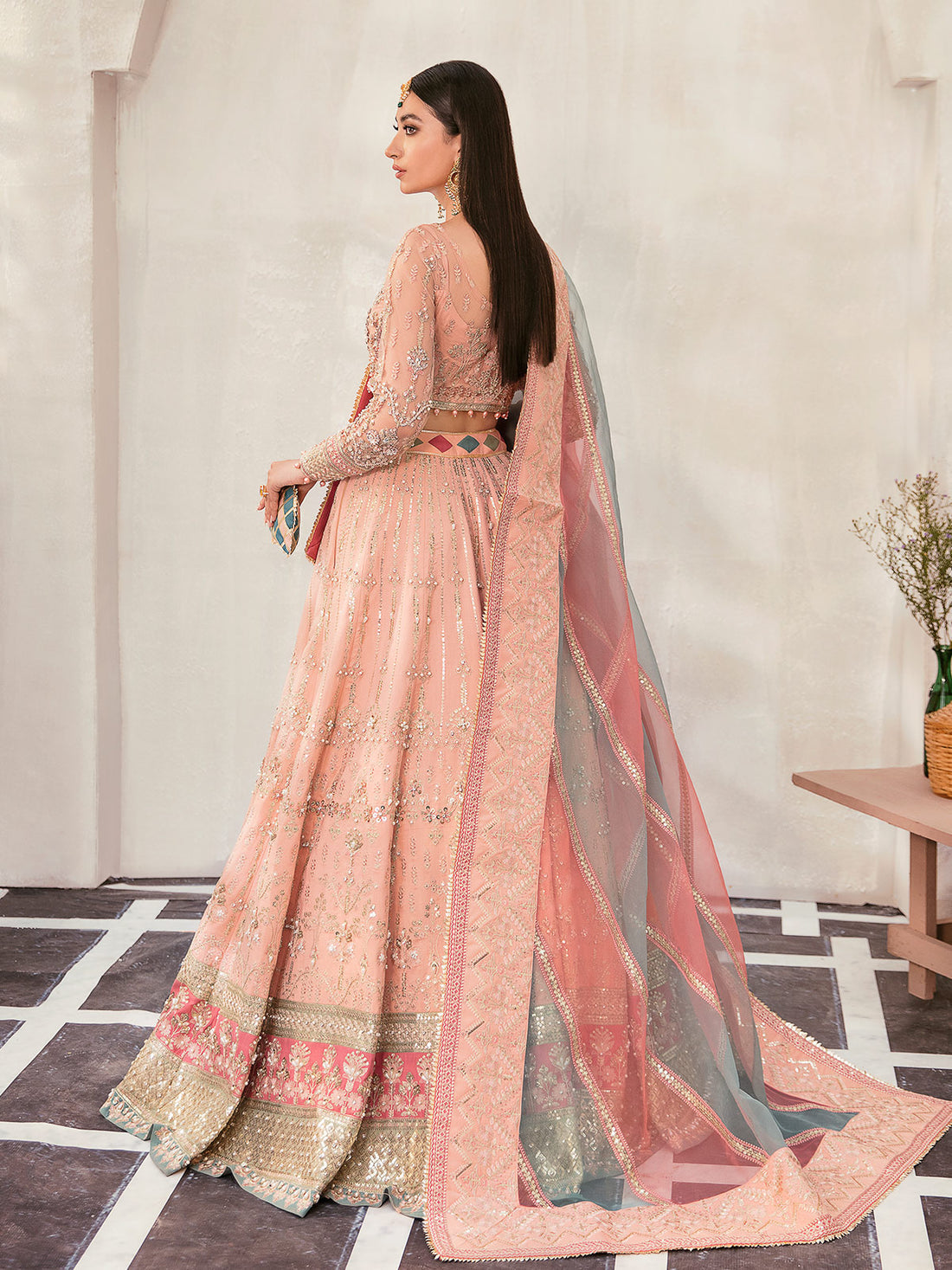 Gulaal | Wedding Formals | AFREEN GL-WS-22V1-29 (PEACH LEHNGA CHOLI) - House Of Anaya