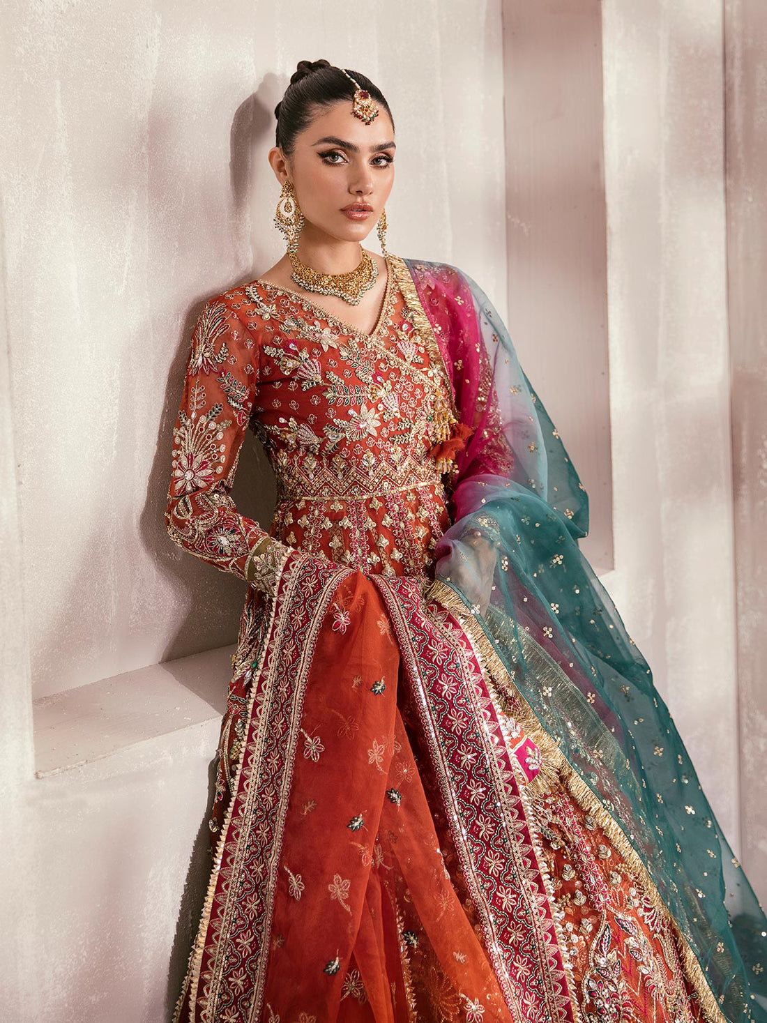 Gulaal | Wedding Formals | ZAIRA GL-WS-22V1-30 (RUST ANGRAKHA) - House Of Anaya
