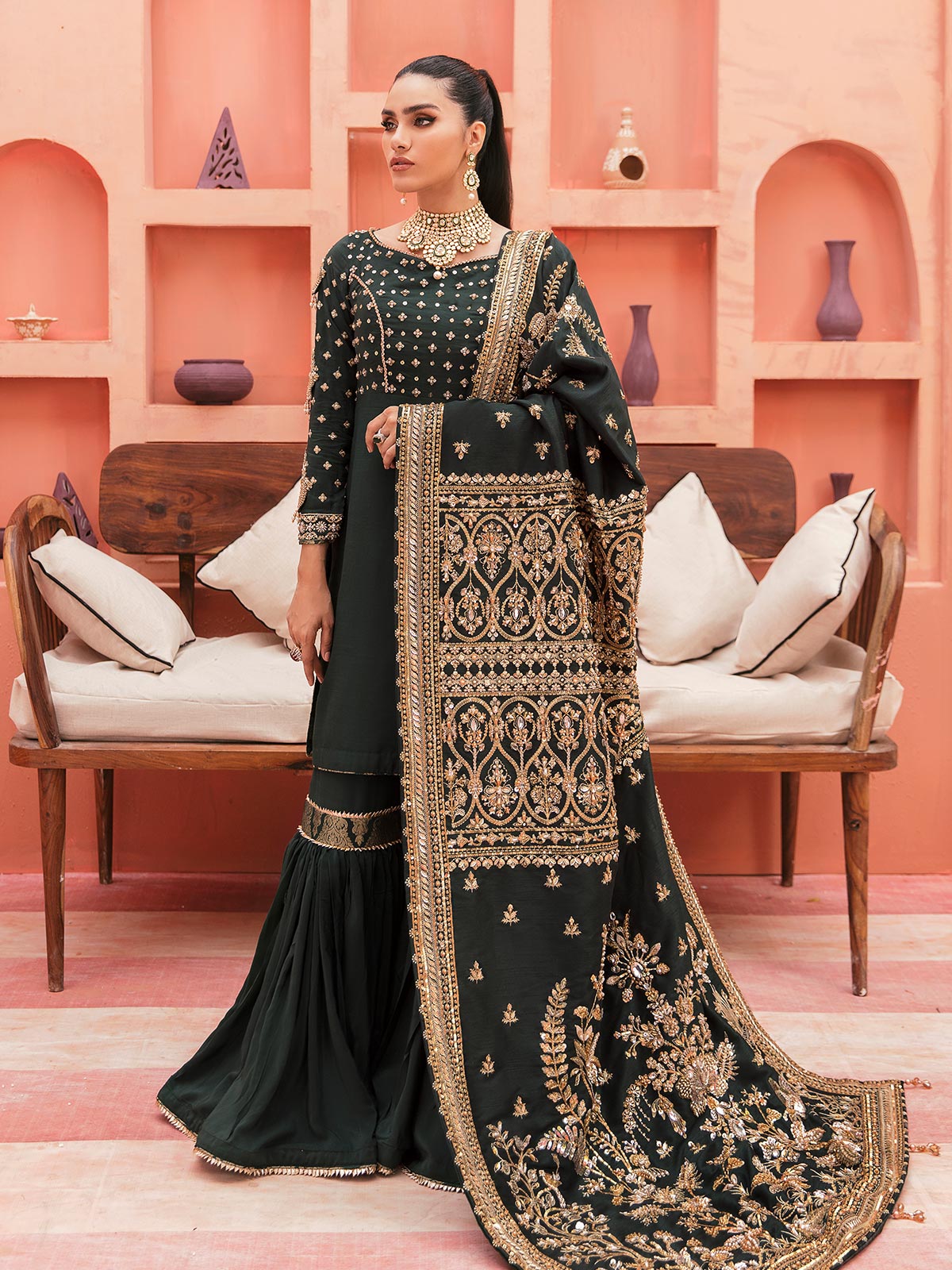 Gulaal | Wedding Formals | GL-WS-22V1-33 (SHIRT AND GHARARA) - House Of Anaya
