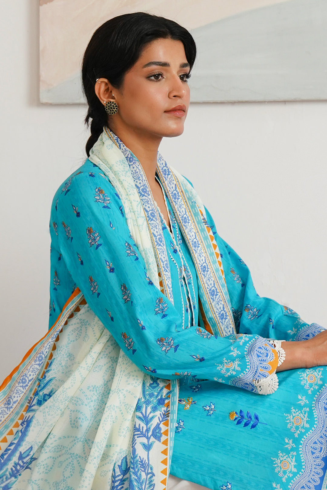 Zellbury | Unstitched 2 Piece Cambric | Embroidered Shirt Dupatta - 0020 - House Of Zarish