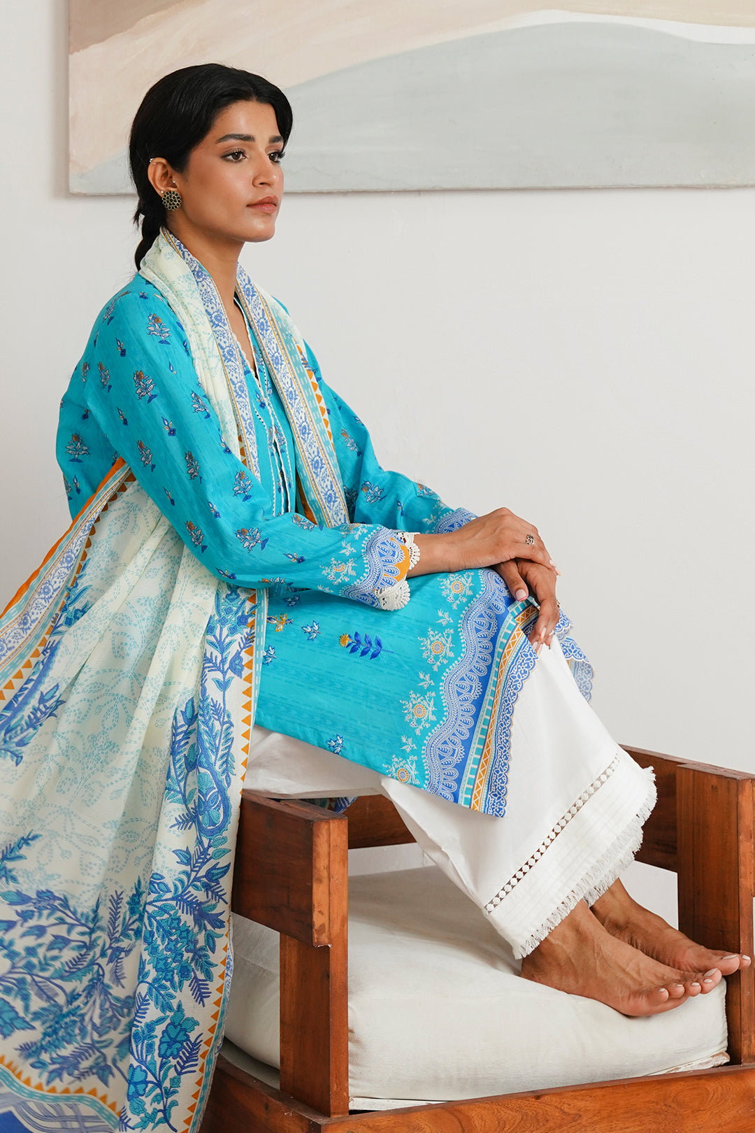 Zellbury | Unstitched 2 Piece Cambric | Embroidered Shirt Dupatta - 0020 - Libasekhas