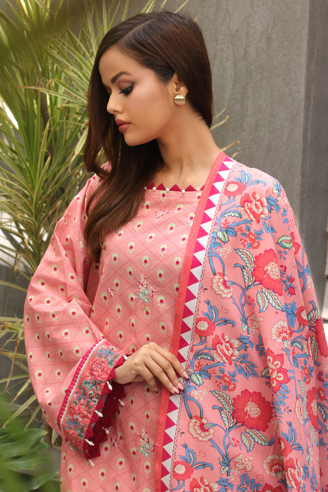 Zellbury | Unstitched 2 Piece Cambric | Embroidered Shirt Dupatta - 0025 - House Of Zarish