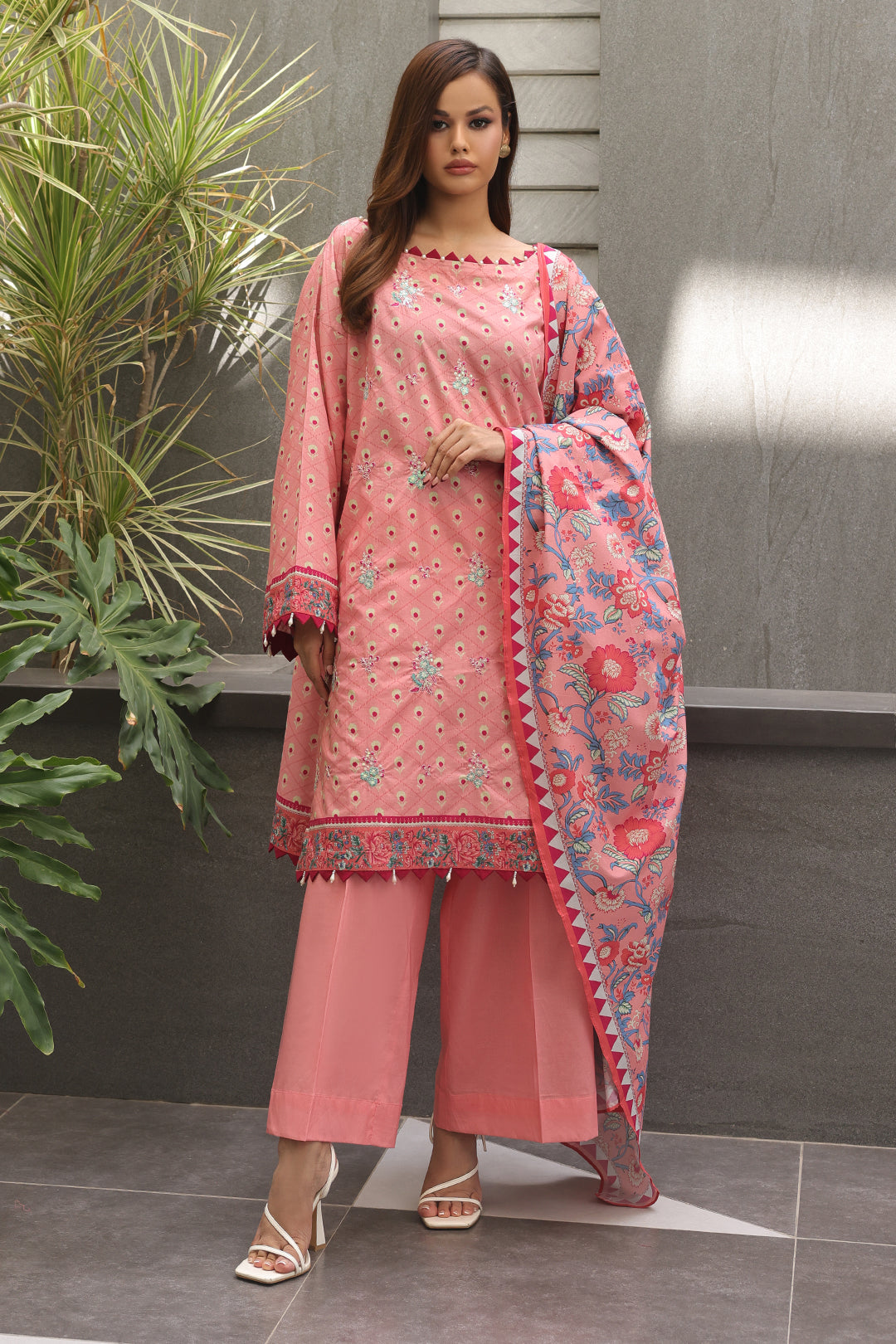 Zellbury | Unstitched 2 Piece Cambric | Embroidered Shirt Dupatta - 0025 - House Of Zarish