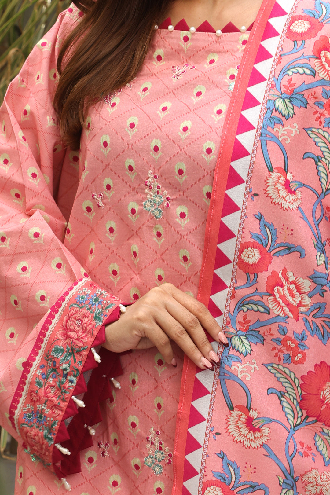 Zellbury | Unstitched 2 Piece Cambric | Embroidered Shirt Dupatta - 0025 - House Of Zarish