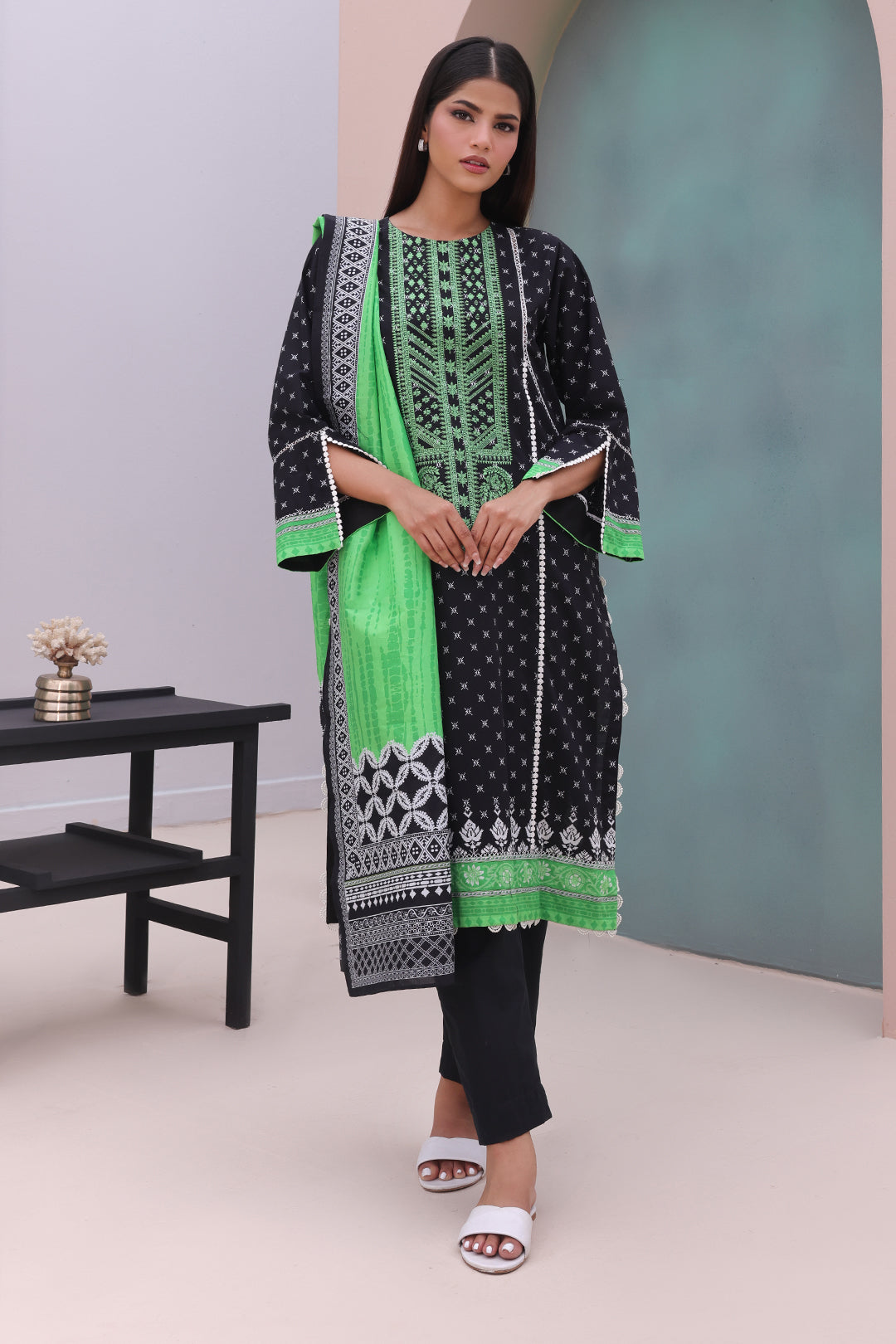 Zellbury | Unstitched 2 Piece Cambric | Embroidered Shirt Dupatta - 0027 - House Of Zarish