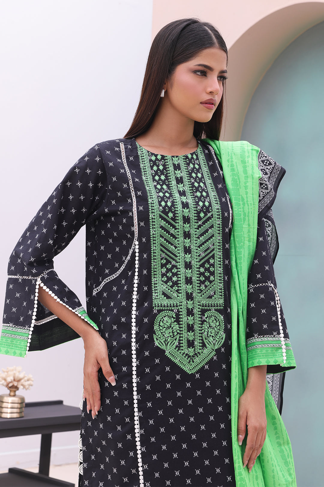 Zellbury | Unstitched 2 Piece Cambric | Embroidered Shirt Dupatta - 0027 - House Of Zarish