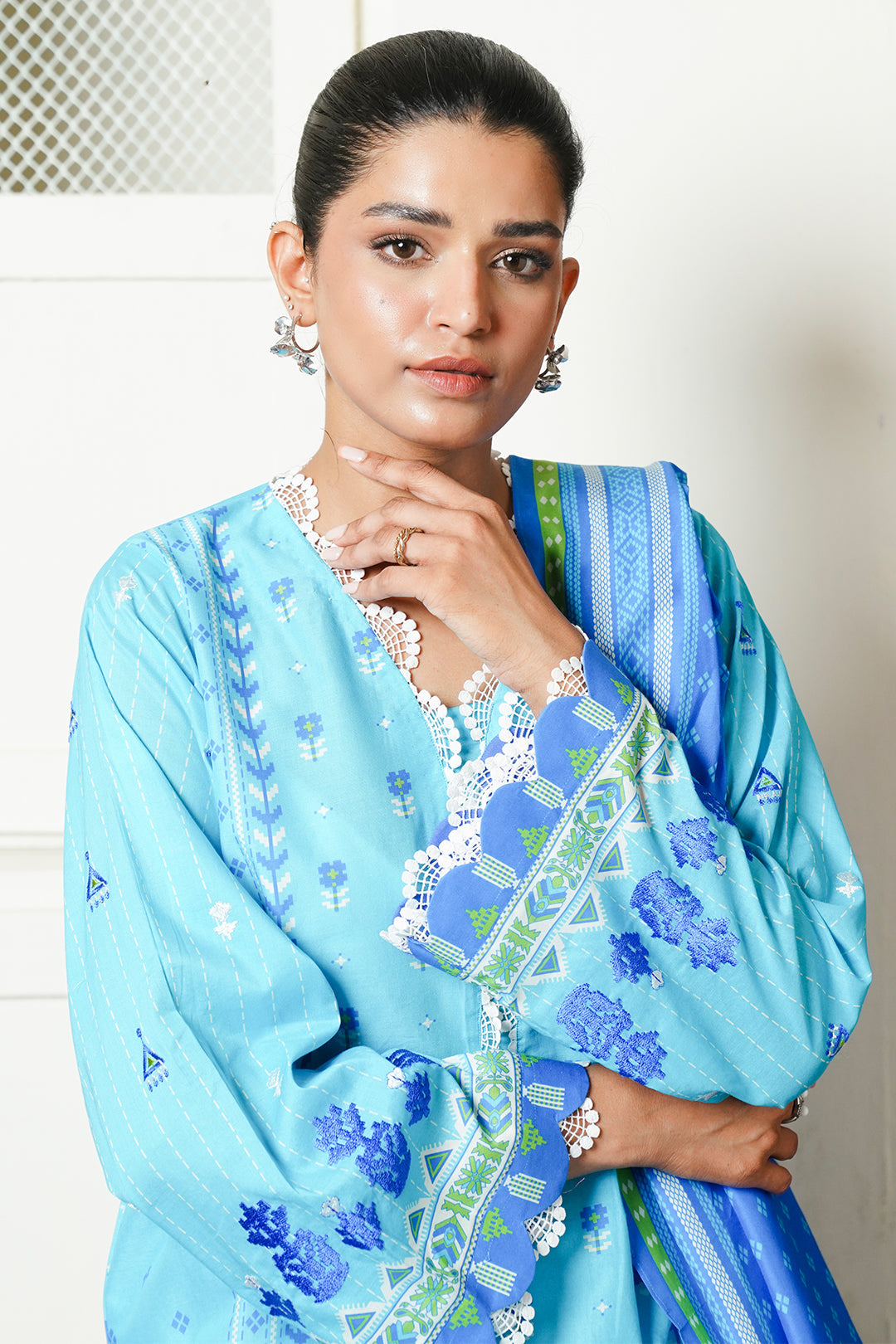 Zellbury | Unstitched 2 Piece Cambric | Embroidered Shirt Dupatta - 0028 - Libasekhas