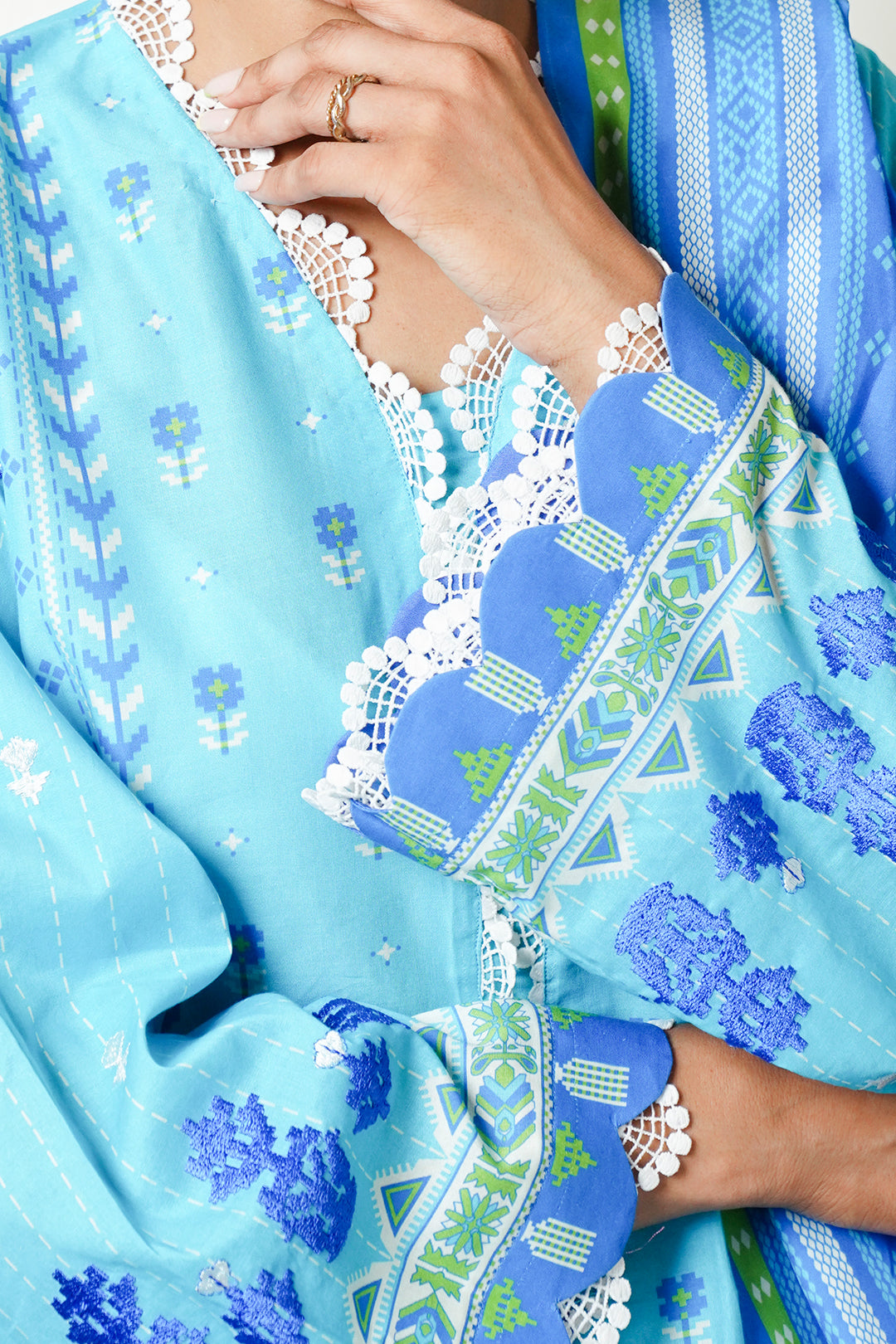 Zellbury | Unstitched 2 Piece Cambric | Embroidered Shirt Dupatta - 0028 - House Of Zarish