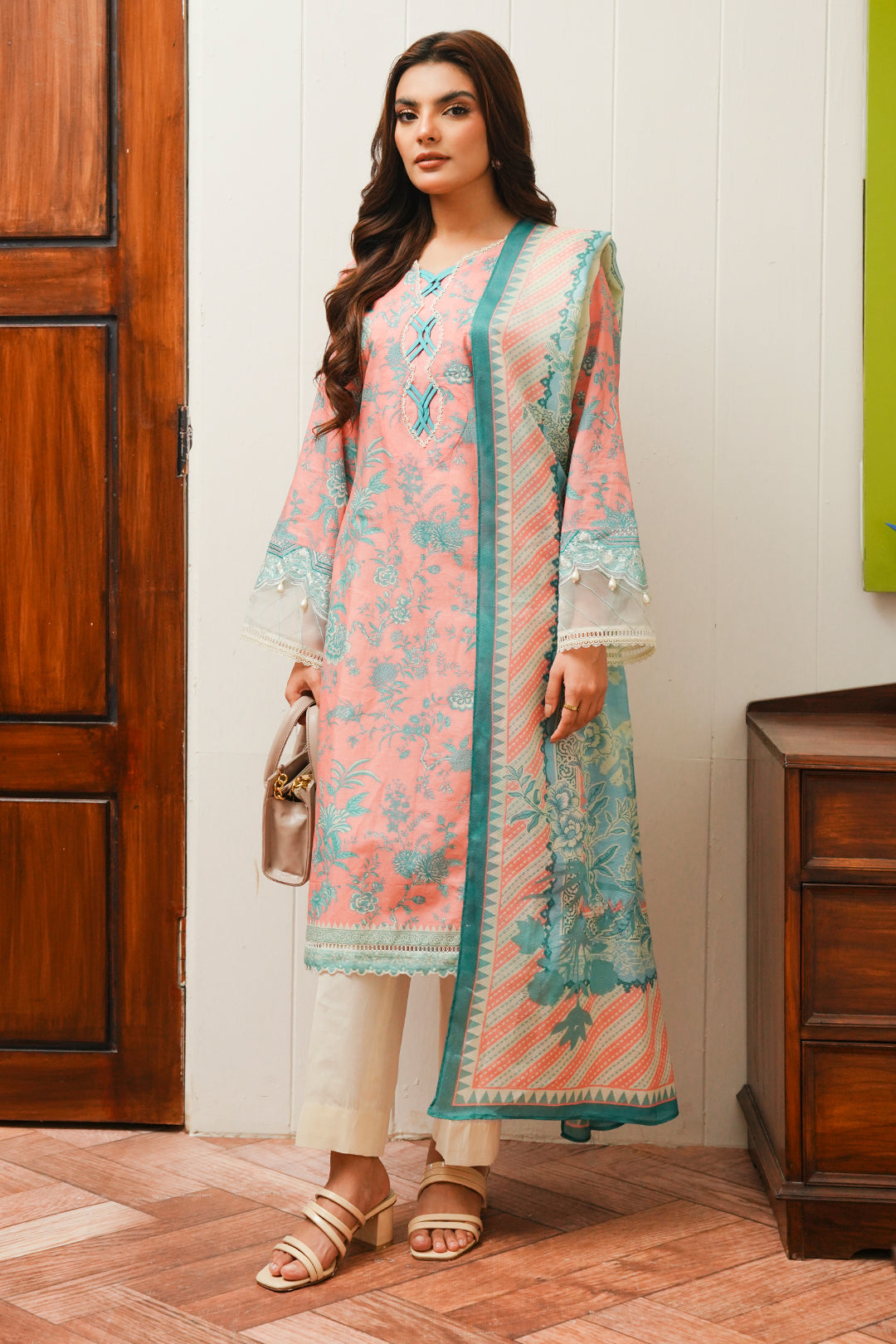 Zellbury | Unstitched 2 Piece Cambric | Embroidered Shirt Dupatta - 0106 - House Of Zarish