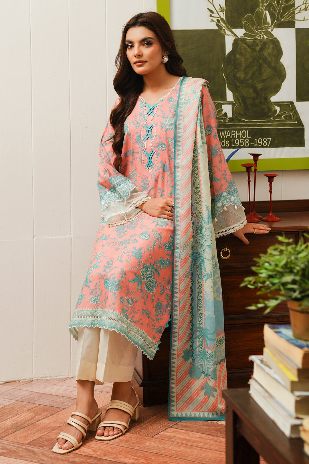 Zellbury | Unstitched 2 Piece Cambric | Embroidered Shirt Dupatta - 0106 - House Of Zarish