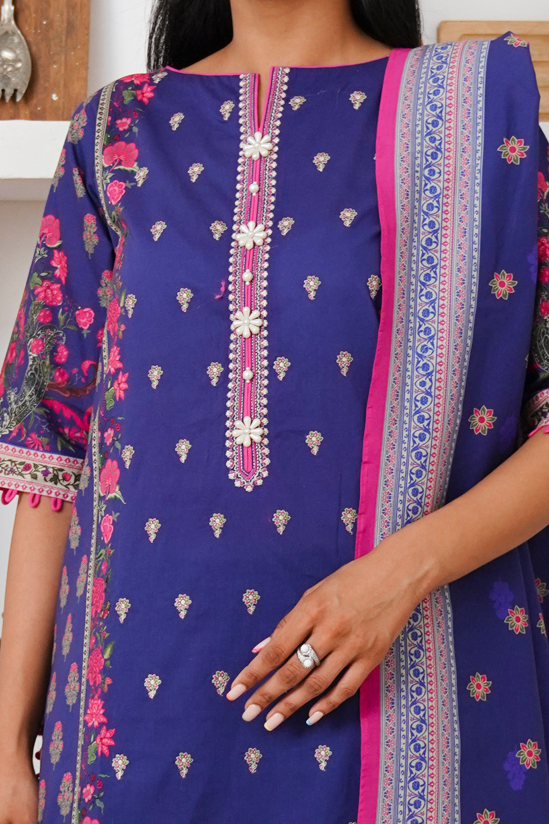 Zellbury | Unstitched 2 Piece Cambric | Embroidered Shirt Dupatta - 0110 - House Of Zarish