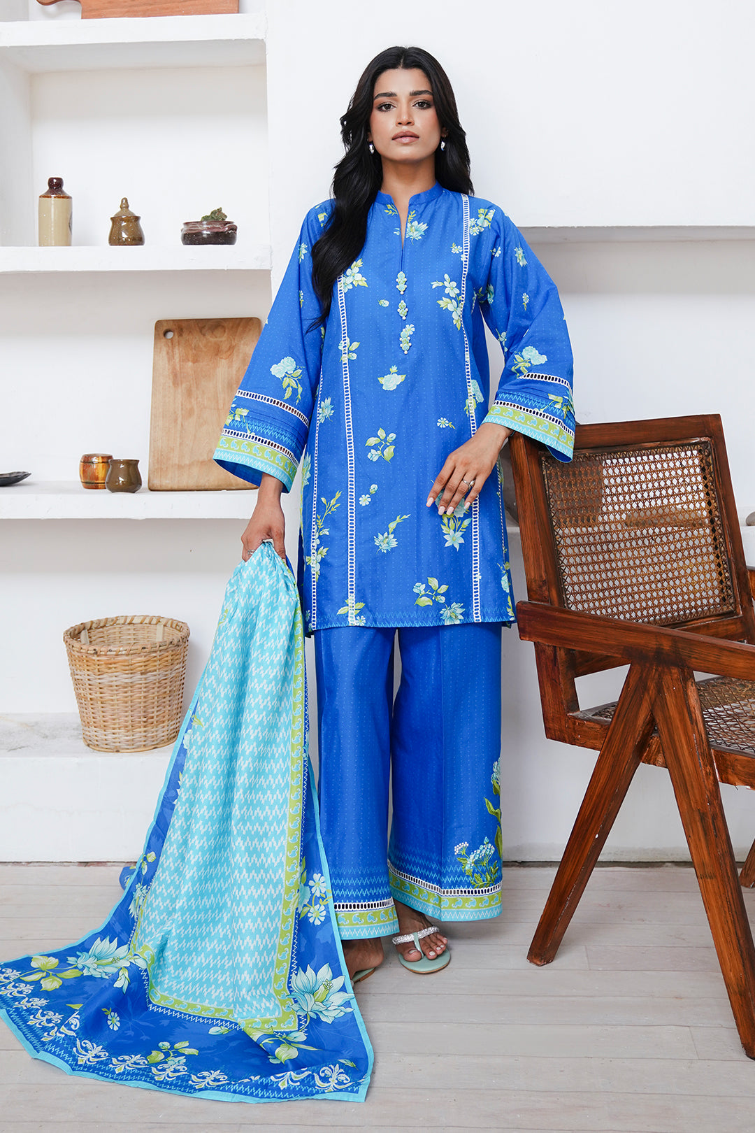 Zellbury | Unstitched 3 Piece Cambric | Embroidered Shirt Shalwar Dupatta - 0065 - House Of Zarish
