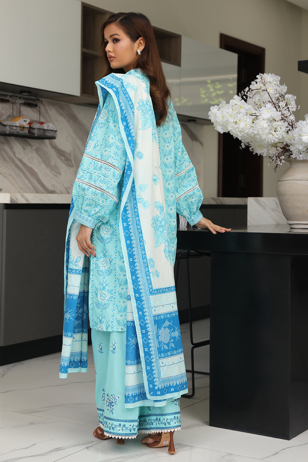 Zellbury | Unstitched 3 Piece Cambric | Embroidered Shirt Shalwar Dupatta - 0070 - House Of Zarish