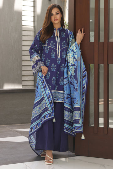 Zellbury | Unstitched 3 Piece Cambric | Embroidered Shirt Shalwar Dupatta - 0072 - House Of Zarish