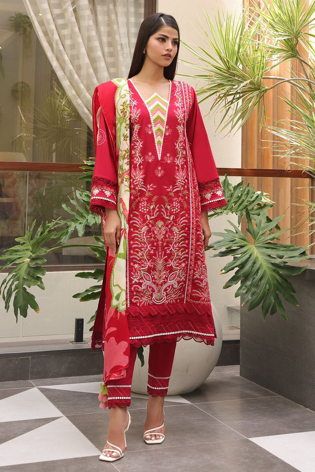 Zellbury | Unstitched 3 Piece Cambric | Embroidered Shirt Shalwar Dupatta - 0074 - House Of Zarish
