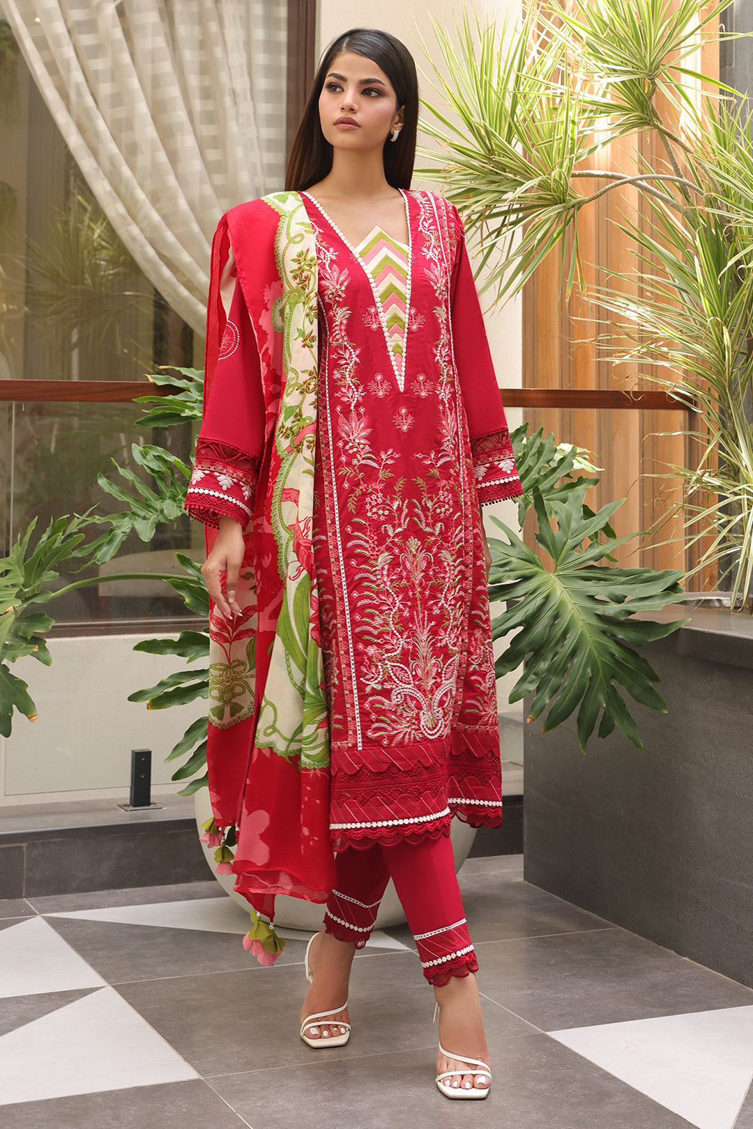Zellbury | Unstitched 3 Piece Cambric | Embroidered Shirt Shalwar Dupatta - 0074 - House Of Zarish