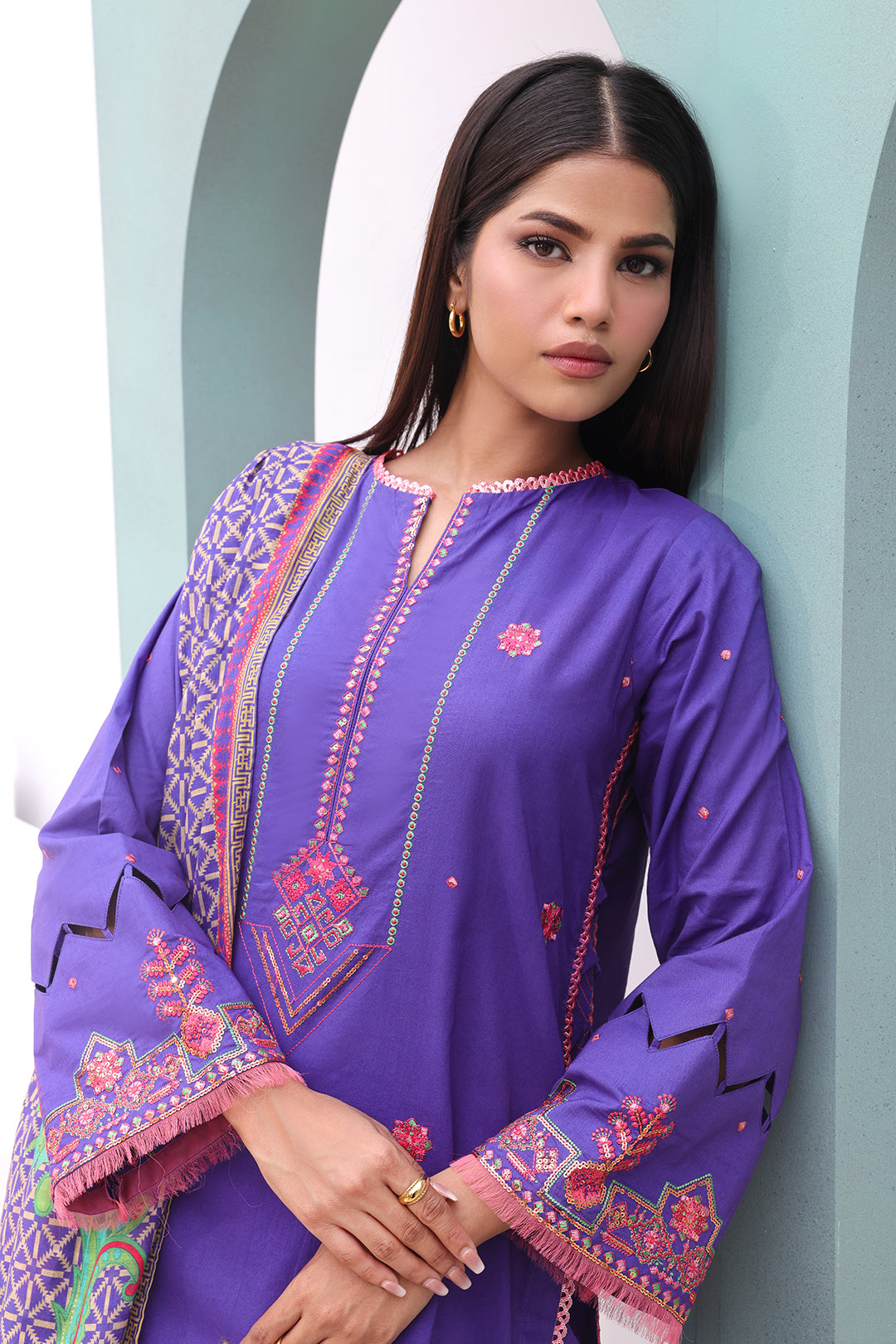 Zellbury | Unstitched 3 Piece Cambric | Embroidered Shirt Shalwar Dupatta - 0082 - House Of Zarish