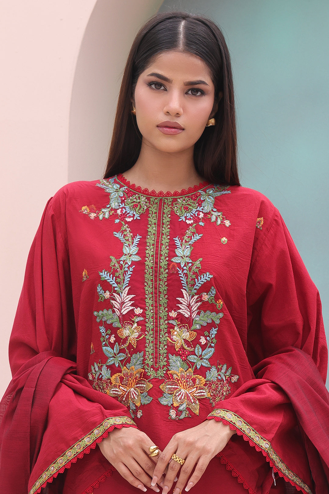 Zellbury | Unstitched 3 Piece Cambric | Embroidered Shirt Shalwar Dupatta - 0083 - House Of Zarish