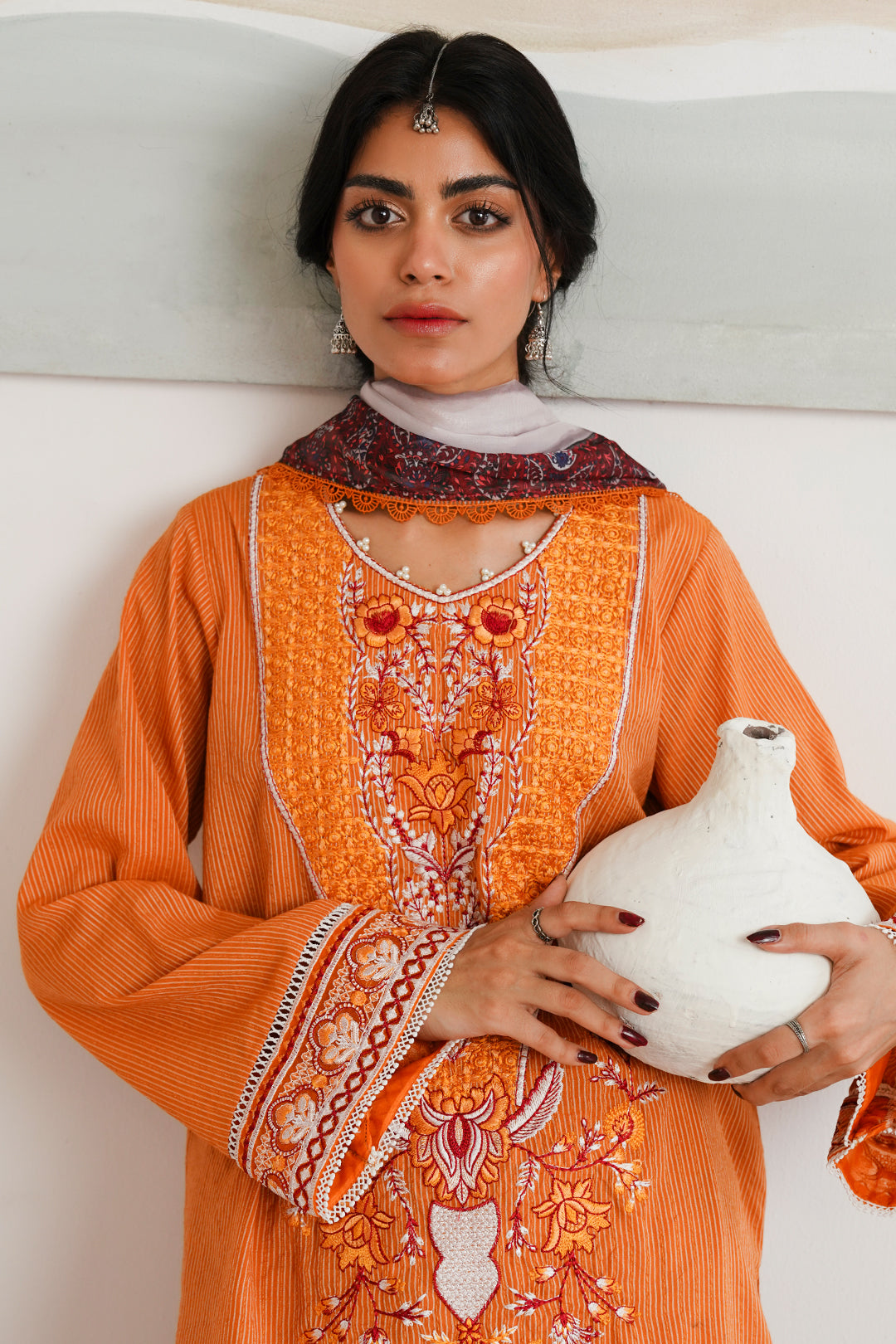 Zellbury | Unstitched 3 Piece Zari | Embroidered Shirt Shalwar Dupatta - 0085 - House Of Zarish