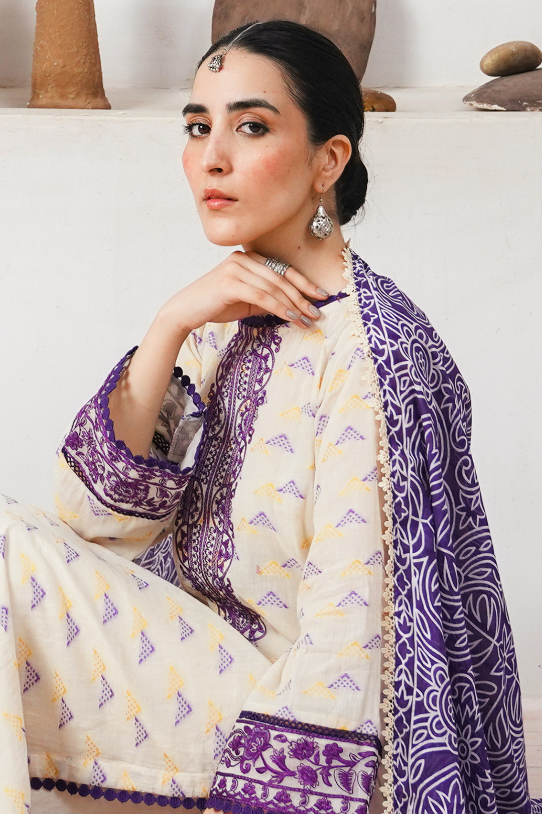 Zellbury | Unstitched 3 Piece Jacquard | Embroidered Shirt Shalwar Dupatta - 0086 - House Of Zarish