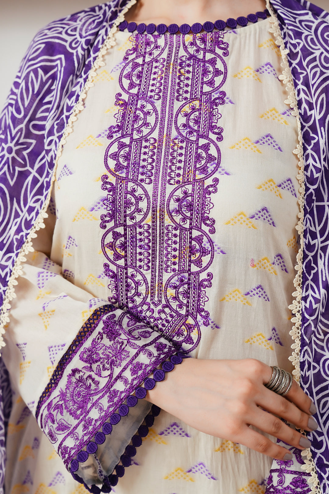 Zellbury | Unstitched 3 Piece Jacquard | Embroidered Shirt Shalwar Dupatta - 0086 - House Of Zarish