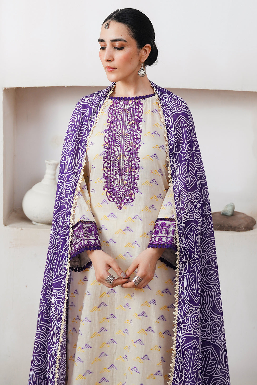 Zellbury | Unstitched 3 Piece Jacquard | Embroidered Shirt Shalwar Dupatta - 0086 - House Of Zarish