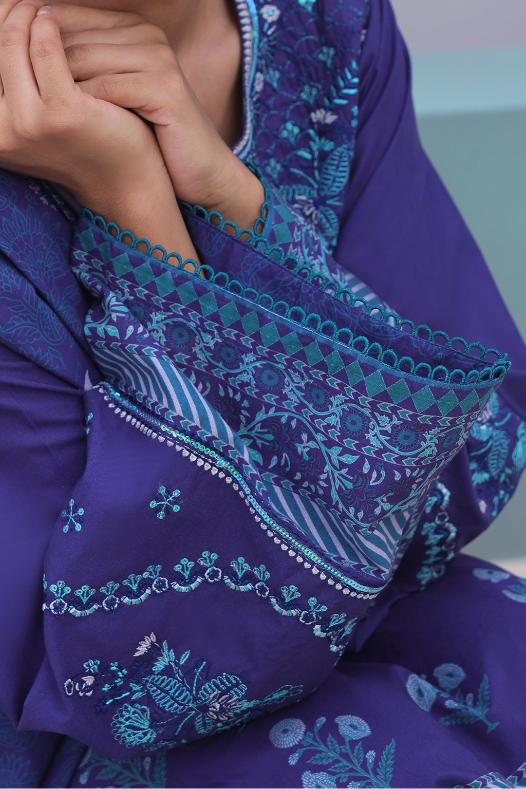 Zellbury | Unstitched 3 Piece Cambric | Embroidered Shirt Shalwar Dupatta - 0141 - House Of Zarish