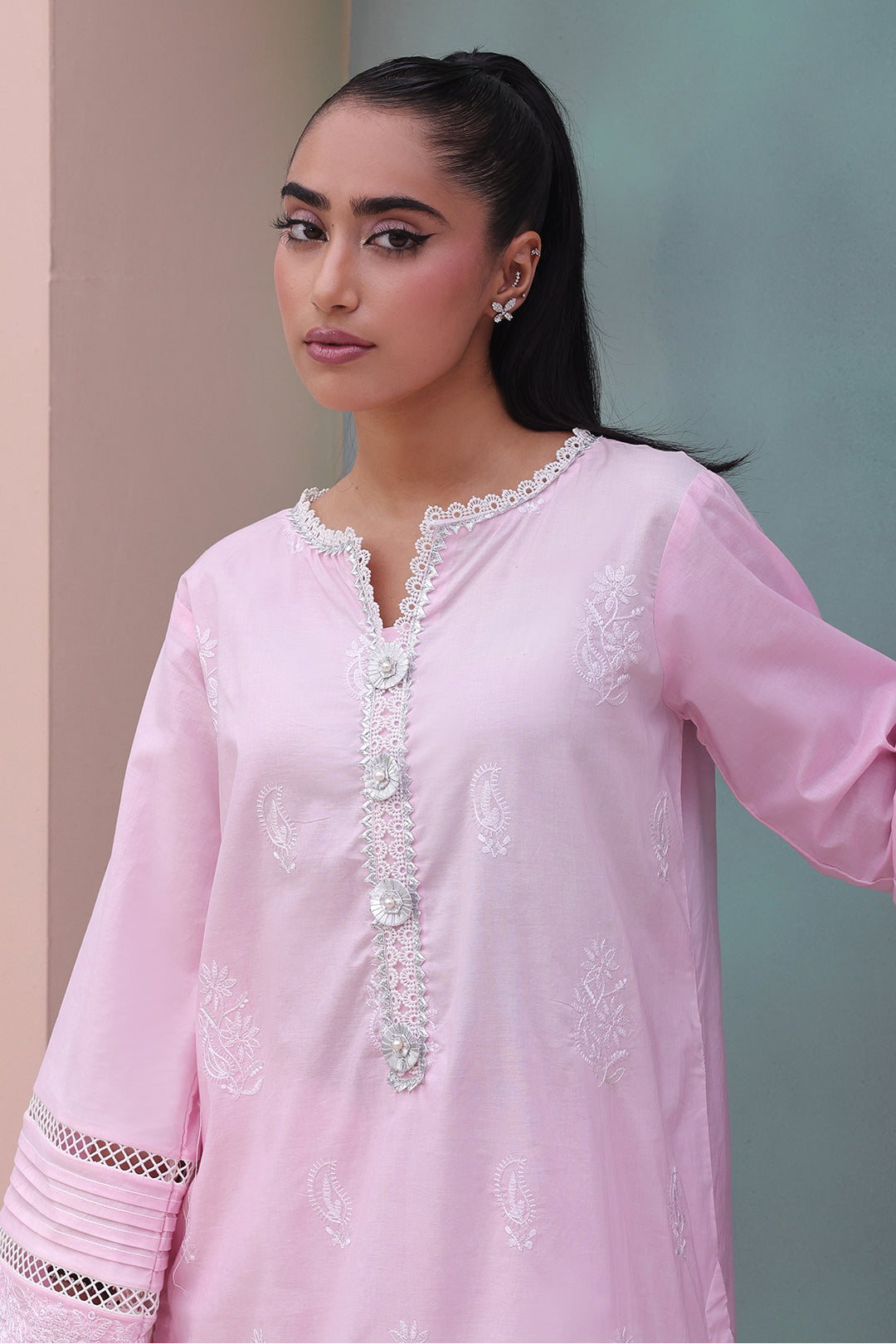 Zellbury | Unstitched 3 Piece Cambric | Embroidered Shirt Shalwar Dupatta - 0147 - Libasekhas