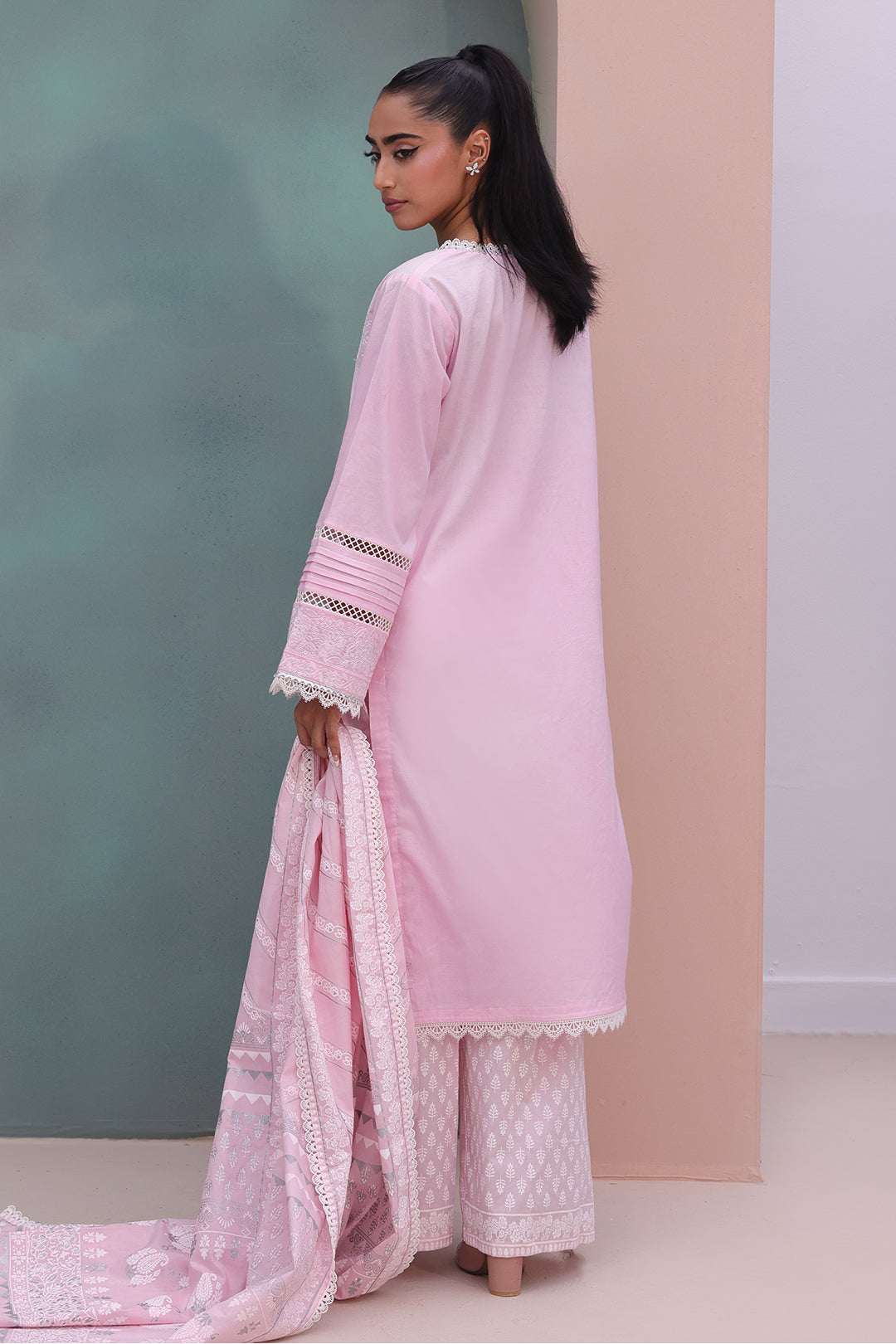 Zellbury | Unstitched 3 Piece Cambric | Embroidered Shirt Shalwar Dupatta - 0147 - House Of Zarish