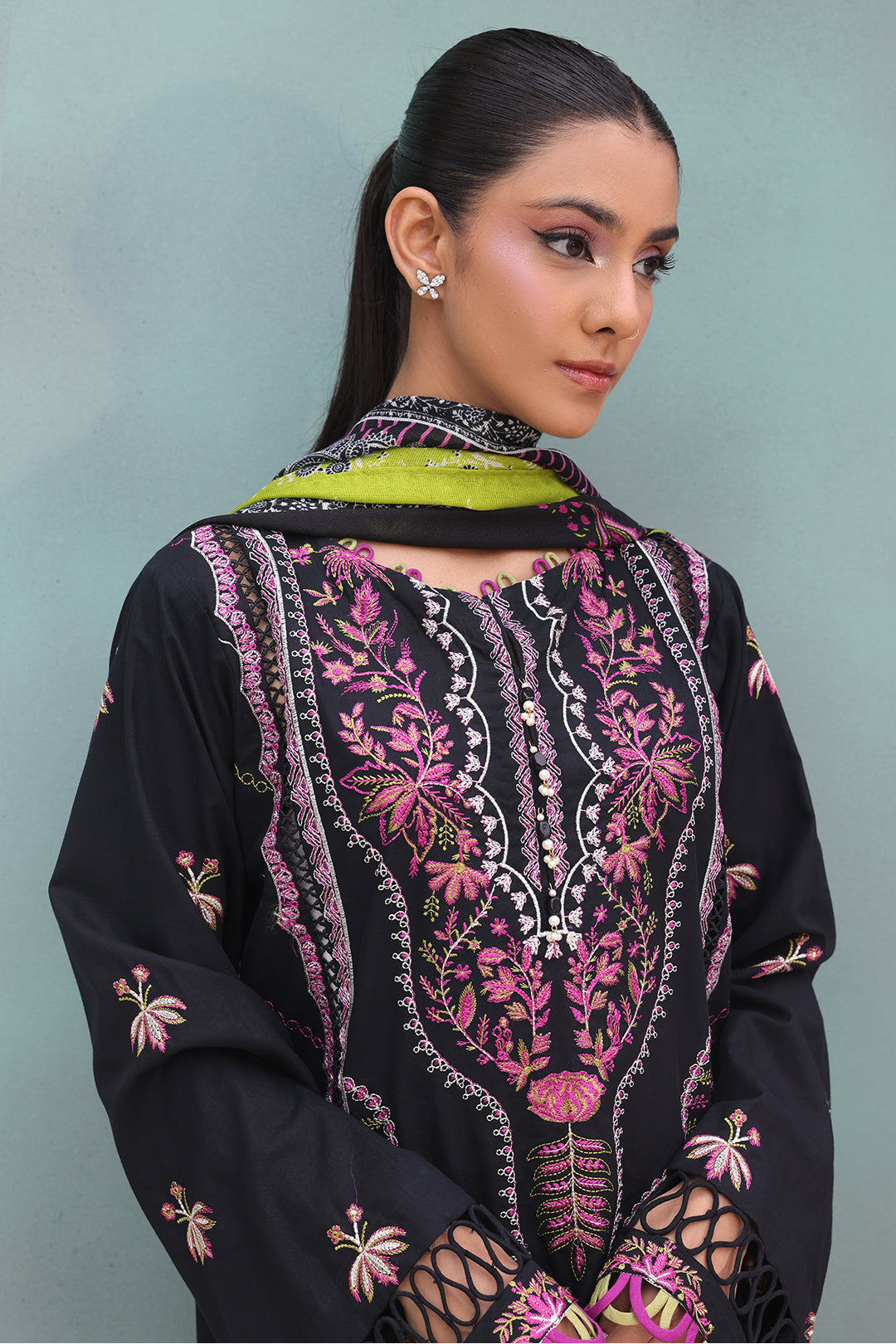 Zellbury | Unstitched 3 Piece Chambray | Embroidered Shirt Shalwar Dupatta - 0148 - House Of Zarish