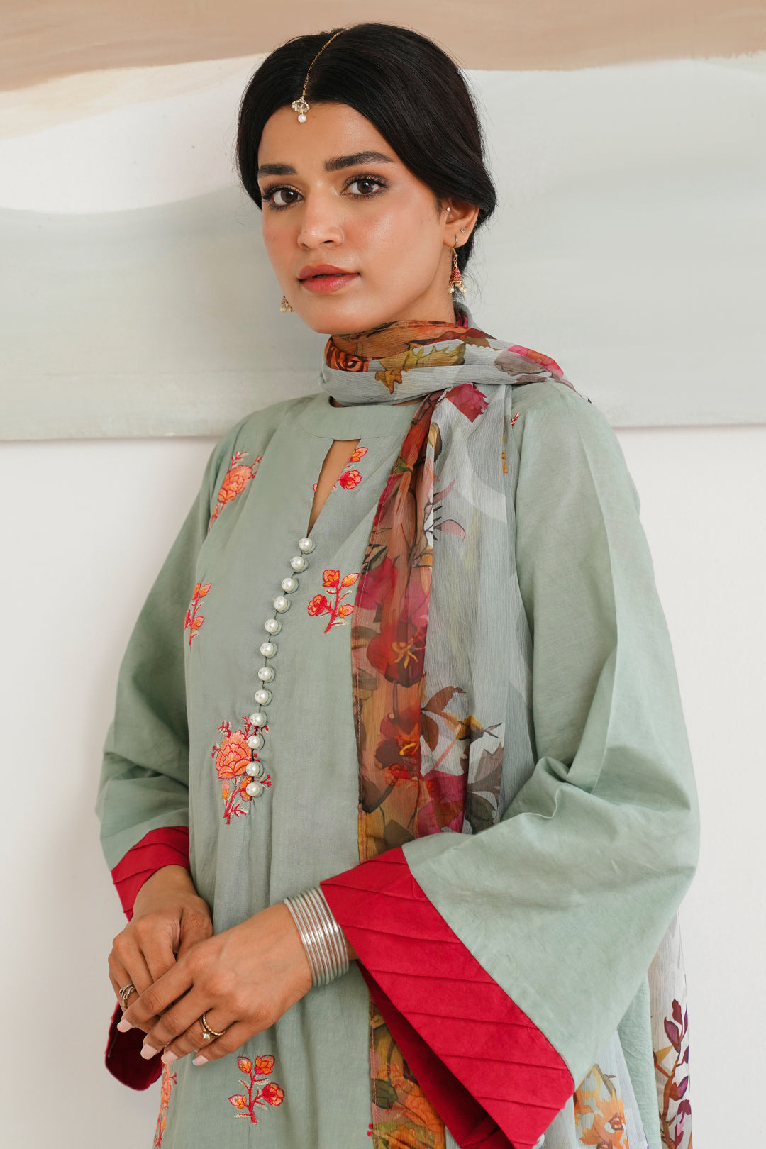 Zellbury | Unstitched 3 Piece Cambric | Embroidered Shirt Shalwar Dupatta - 0149 - Libasekhas