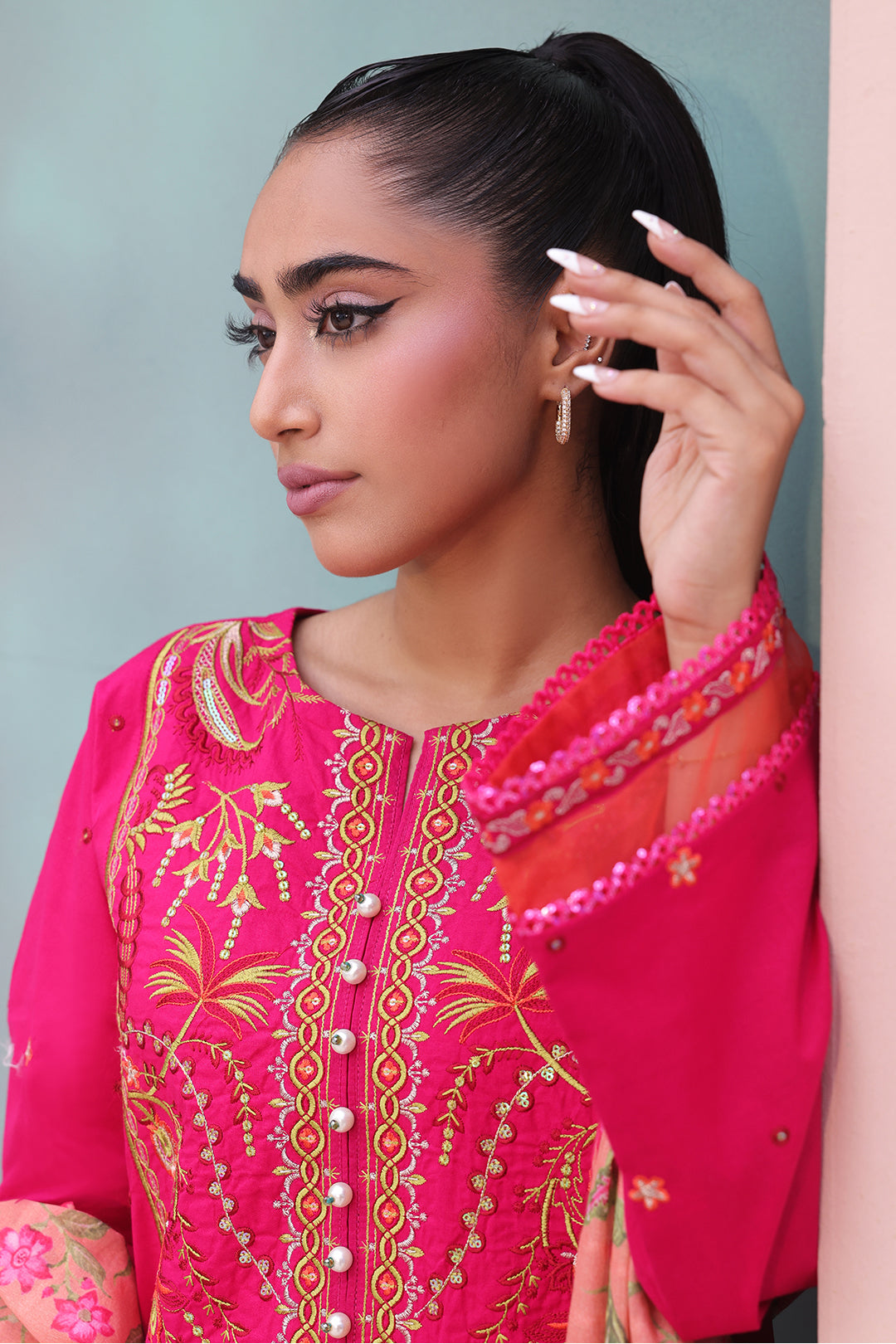 Zellbury | Unstitched 3 Piece Cambric | Embroidered Shirt Shalwar Dupatta - 0151 - House Of Zarish