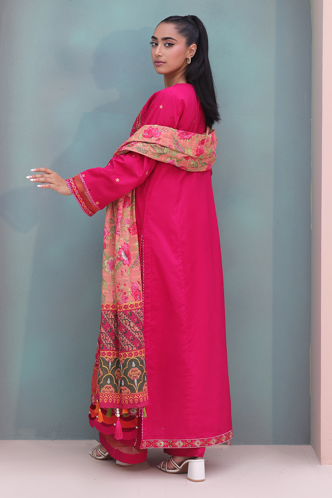 Zellbury | Unstitched 3 Piece Cambric | Embroidered Shirt Shalwar Dupatta - 0151 - Libasekhas