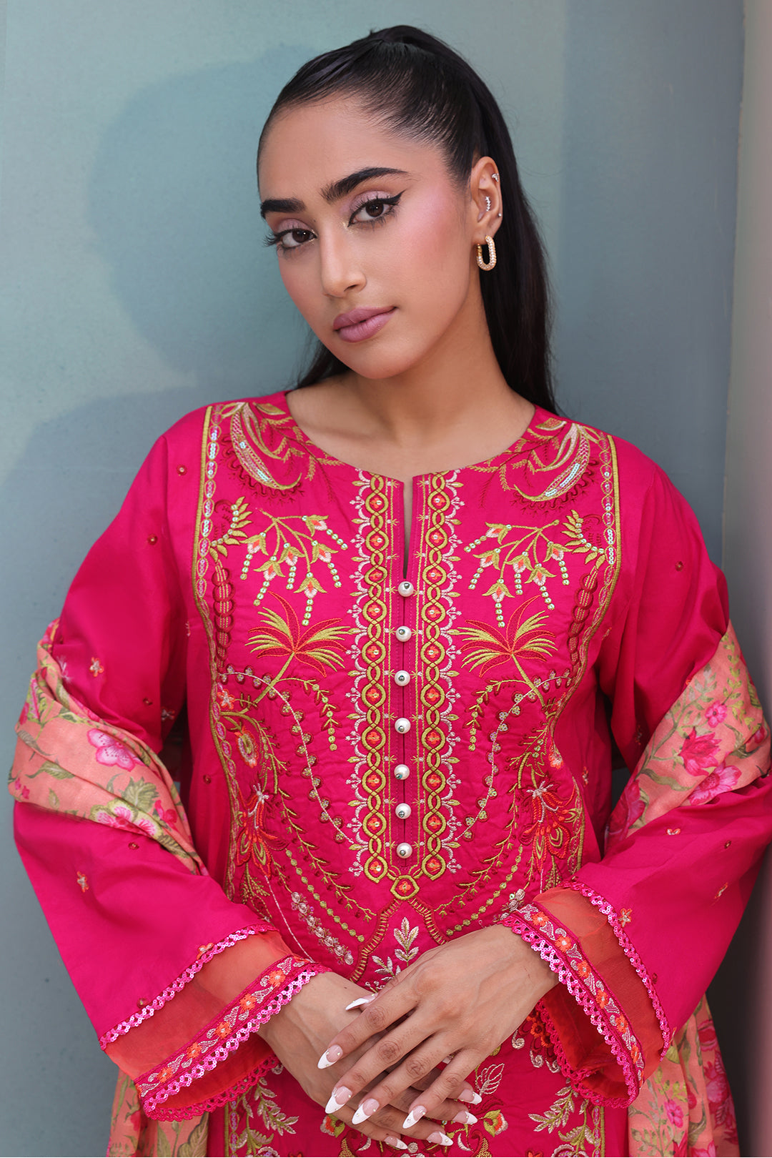 Zellbury | Unstitched 3 Piece Cambric | Embroidered Shirt Shalwar Dupatta - 0151 - House Of Zarish