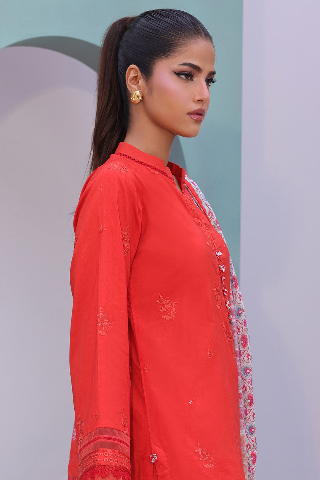 Zellbury | Unstitched 3 Piece Cambric | Embroidered Shirt Shalwar Dupatta - 0152 - House Of Zarish