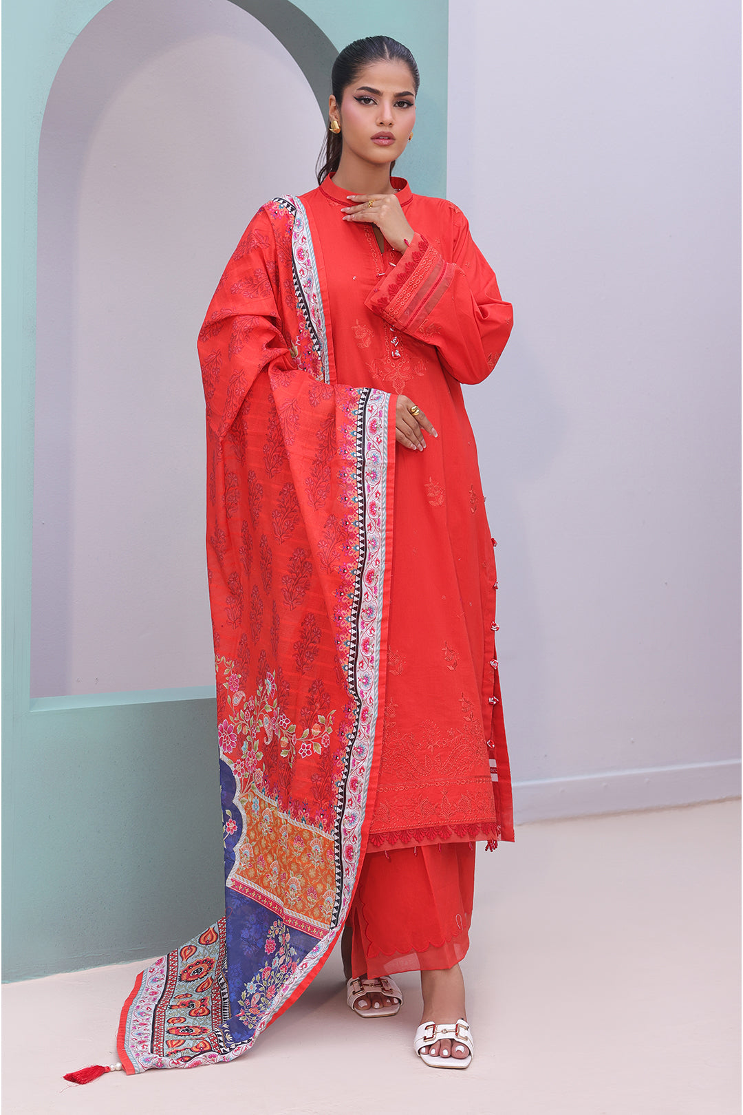 Zellbury | Unstitched 3 Piece Cambric | Embroidered Shirt Shalwar Dupatta - 0152 - House Of Zarish