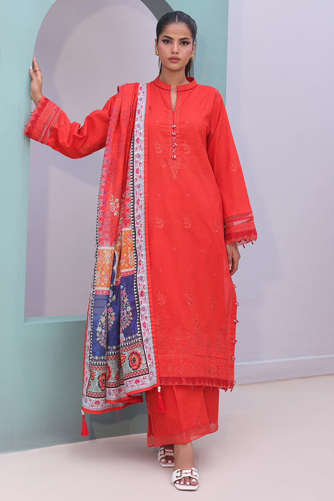 Zellbury | Unstitched 3 Piece Cambric | Embroidered Shirt Shalwar Dupatta - 0152 - House Of Zarish