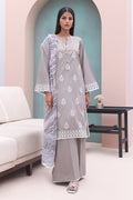 Zellbury | Unstitched 3 Piece Cambric | Embroidered Shirt Shalwar Dupatta - 0601 - House Of Zarish